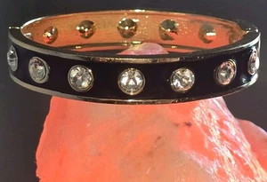 Pulsera Pinza Art Deco, Grandes Estrás y Esmalte De Colección Declaración Años 80 Glam Punk - Imagen 1 de 8