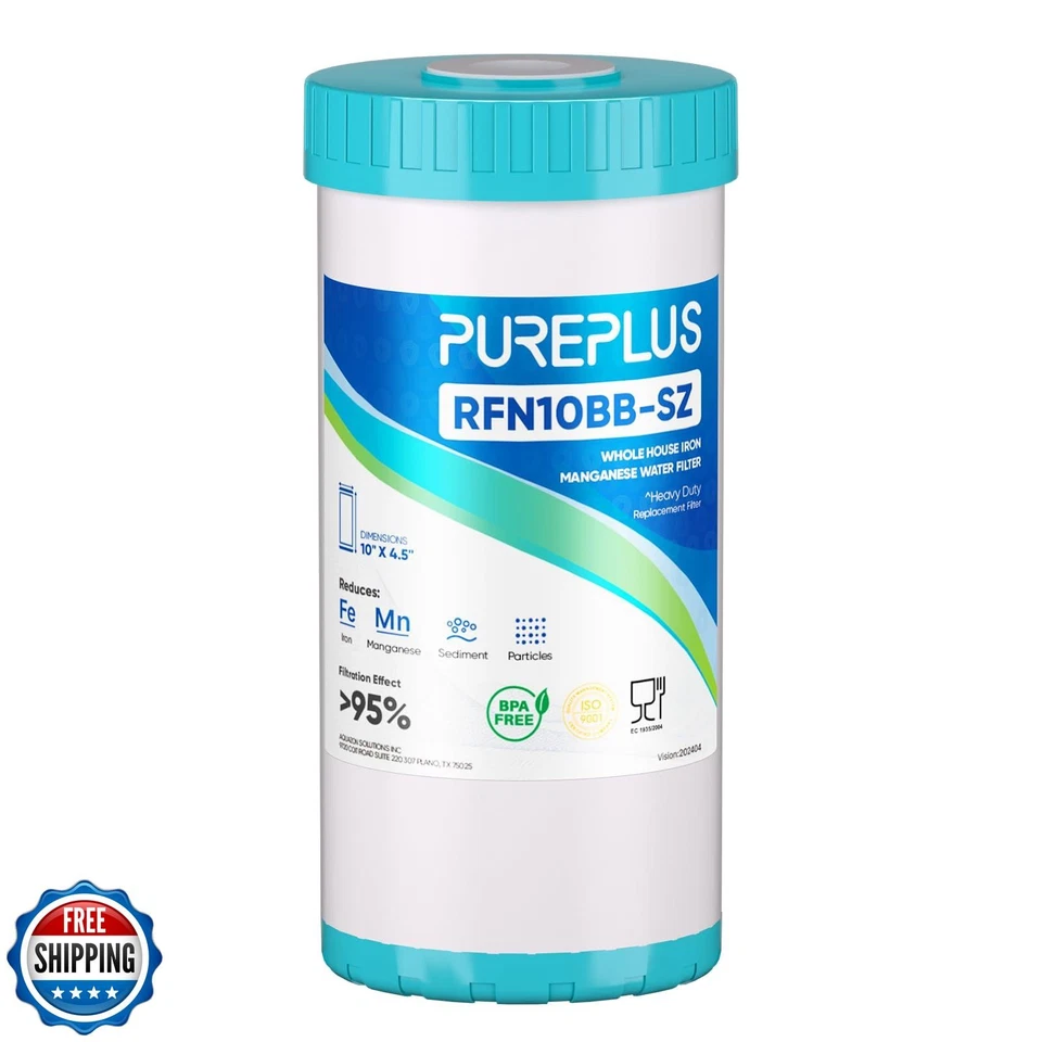 PUREPLUS 10" x 4.5" RFN10BB-SZ Whole House Iron and Manganese Reduce Water Fi - Image 1 of 4
