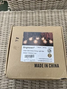 Brightown G40 Patio String Lights Black 27 Count 25 Feet New in Box White - Picture 1 of 5
