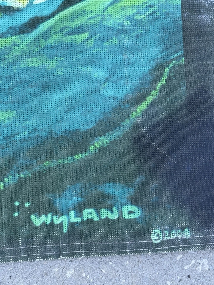 Banner de cerca de malha com estampa de “tartartaruga oceânica” Robert Wyland 145x95 - Imagem 1 de 4