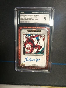 2022 Marvel Beginnings Vol 2 Creator Gallery Auto Mark Bagley CARNAGE CGC9 A1 - Picture 1 of 2