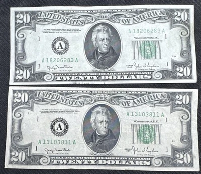 1950 Twenty Dollar Federal Reserve Note $20 Bill  Set of 2  Boston  - Image 1 of 2