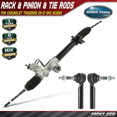 3x Kit de extremo de barra de dirección asistida delantera y piñón y barra de amarre para Chevrolet Traverse Foto 1 de 4