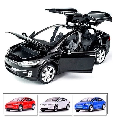 1:32 Cars Alloy Musical Model Sound and Light Toy Diecast Metal Tesla Kid - Image 1 of 4