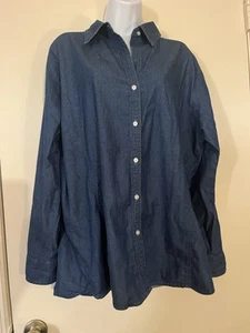 Damen RIDERS by LEE blau 100 % Baumwolle Langarm Rollkragen Knopfleiste XL - Bild 1 von 4