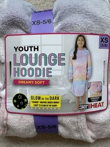 Kids Robe Lounge Hoodie Glow In Dark Stars Dreamy Soft 32 Degrees Heat 5/6 XS - Picture 1 of 3
