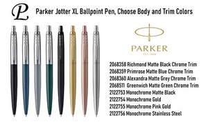 Parker Jotter XL Ballpoint Pen, Medium Point, Blue Ink, Choose from 8 Finishes - Picture 1 of 21