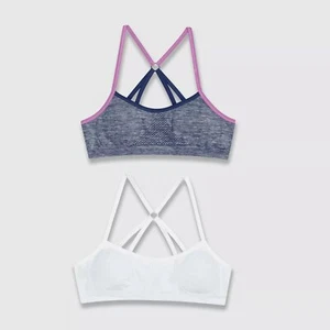Sujetador Hanes Niñas Grande 2pk Sin Costuras Espalda Corredora Inalámbrico Tazas Extraíbles NUEVO - Imagen 1 de 12