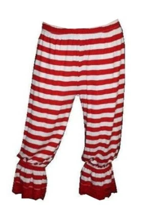 Sexy Rouge & Blanc Rayé Long 3/4 Bloomers Pantalon Short Déguisement - Photo 1/3