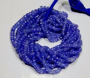 3-5MM NATURAL FINEST VIOLET TANZANITE FACETED RONDELLE BEADS GEMSTONE 18" STRAND - Picture 1 of 6