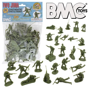 BMC WW2 IWO JIMA US Marines Plastic Army Men 36 American Soldier Figures 1:32 - Picture 1 of 7