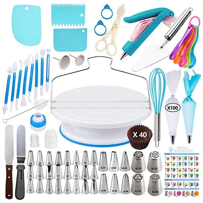Cake Decorating Kit Professional Baking Tools with Cake Turntable Stand 207Pcs