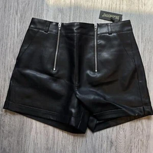 BLANK NYC Vegan Leather Shorts Zip Detail Black Nwt Size 30 - Picture 1 of 6