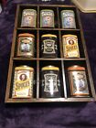 Vintage Set Wood Nine Compartment Spice Rack With Vintage Tins Made In England