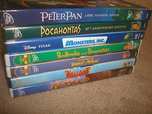 Disney DVD LOT Pixar Monsters Inc Peter Pan Pocahontas Dinosaur Valiant Ichabod - Picture 1 of 11