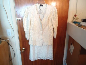 Top bianco vintage Bari Protas Cachet set di 2 pezzi taglia 13/14 / giacca e gonna - Foto 1 di 20