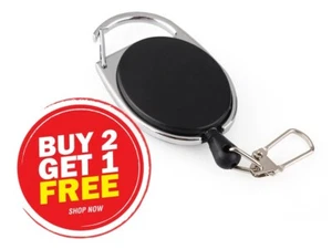 Retractable Pull Badge Reel Zinc Alloy ABS Plastic ID Lanyard Keychain Name Tag  - Picture 1 of 4