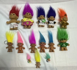 Lot of  14  VINTAGE TROLL DOLLS    Mixed   Sizes   LARGE to Small - Picture 1 of 5
