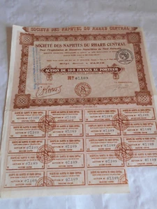 Vintage Aktienzertifikat Aktienaktien Raffinerie Naphtes Rauh Marokko 1922 - Bild 1 von 3