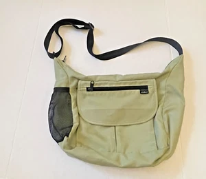 LL Bean Umhängetasche Messenger Bag grün Nylon Reiserucksack mit Gurt & Reißverschlusstaschen - Bild 1 von 10