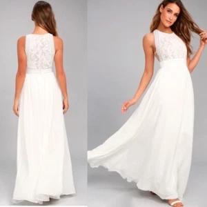 Maxi vestido de encaje blanco Lulu's Forever and Always - Imagen 1 de 9