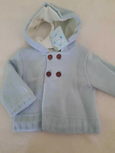 Cárdigan / chaqueta con capucha Pequilino (interior polar) talla 56 62 68 azul claro NUEVO - Imagen 1 de 1