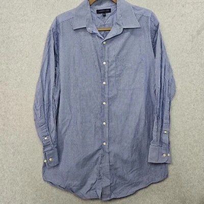 Camisa de vestir Tommy Hilfiger para hombre talla 16,5 33/34 azul blanco a rayas 100 % algodón Foto 1 de 3
