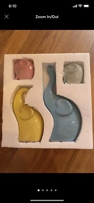 Ceramic Elephant Figurine, 4PCS Abstract Statue for Home Decor, Modern Living Ro - Image 1 of 4