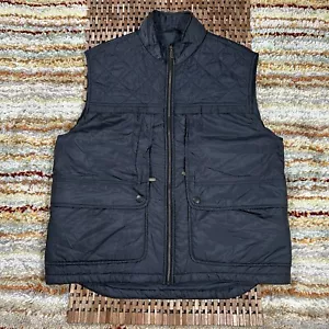 Barbour Multi Pocketed Waist Coat Diamond Quilted Utility Puffer Vest Black XL - Picture 1 of 3