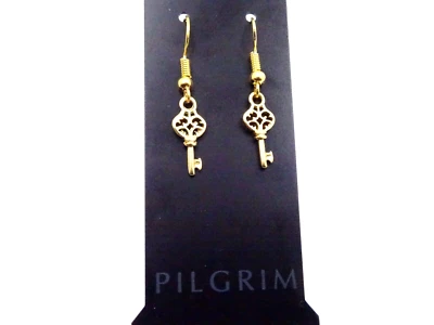 Pilgrim Damen Ohrhänger 16 Karat vergoldet 34 mm Schlüssel zum Herzen Trendig - Bild 1 von 3