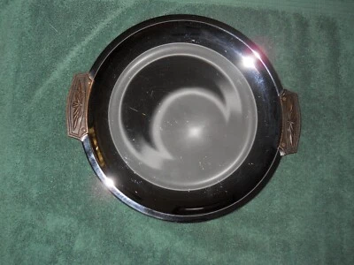 Vintage MCM Kromex Serving Tray Silver Chrome Faux Wood Handles  ~ 13.5 inches - Image 1 of 3