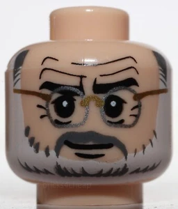 Lego Light Flesh Minifig Head Silver Glasses Gray White Beard Henry Jones Sr - Picture 1 of 1