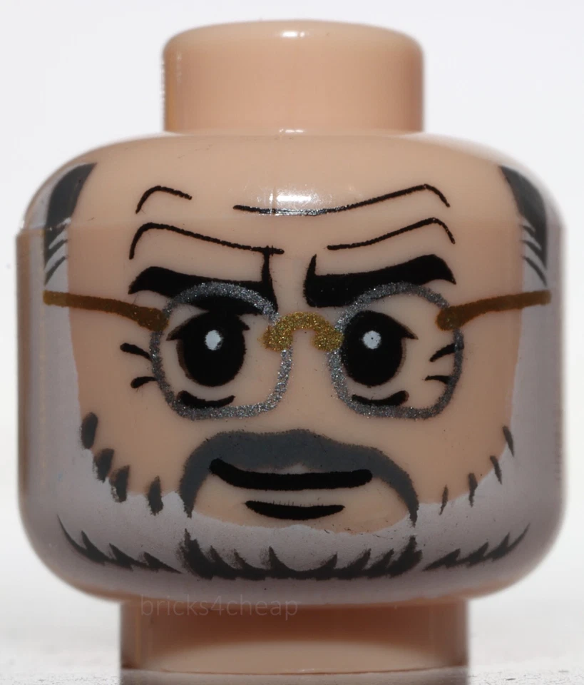 Lego Carne Clara Minifigura Cabeza Gafas Plateadas Gris Blanco Barba Henry Jones Sr Foto 1 de 1