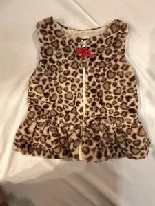Rachael Zoe Girls Medium 7/8 years Faux Fur Cheetah Print Full Zip Sweater Vest - Picture 1 of 8