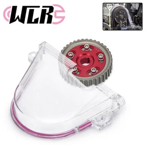 Engranaje de leva ajustable negro Racing para 96-00 Honda Civic D16 Sohc con cubierta de distribución - Imagen 1 de 14
