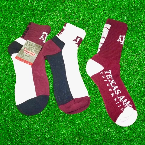 UNISEX TOPSOX TEXAS A&M AGGIES 2-Pack TEAM ANKLE SOCKS +BONUS Pair of CREW SOCKS Cover
