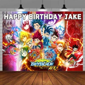 Beyblade Burst Personalised Custom Banner Backdrop Party Supplies Birthday Gift - Picture 1 of 6