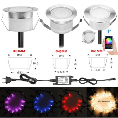 31/45/61mm RGB/RGBW WIFI Bluetooth LED Einbaustrahler Außen Beleuchtung Terrasse - Bild 1 von 4