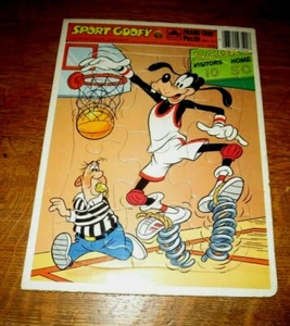 Vintage Walt Disney Sport Goofy Golden Frame Tray Puzzles 1984  - Picture 1 of 2