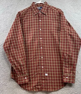 Ralph Lauren Shirt Mens Large Red plaid Cotton Dress Long Sleeve Button up - Picture 1 of 8