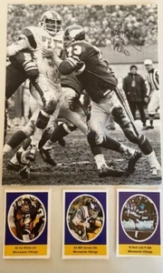 ¡LOTE VINTAGE DE VIKINGOS MINNESOTA! Ron Yary Auto/1972 NFL SUNOCO SUNDE/BLANCO/LEE - Imagen 1 de 1