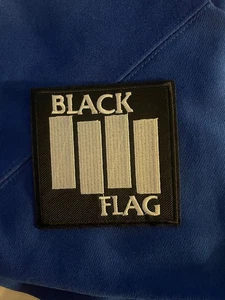 Black Flag Patch Bands badges Sew on Embroidered Patch Rock Punk Battle Jacket - Picture 1 of 2
