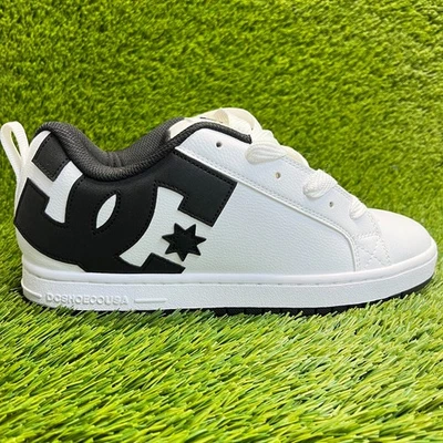 DC Court Graffik Mens Size 10 White Black Athletic Leather Skate Shoes Sneakers - Image 1 of 4