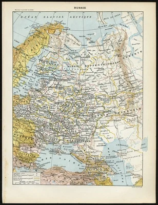 Impresión antigua / Mapa - RUSIA - ARMAS - BANDERAS - EJÉRCITO - DISFRAZ - Larousse - 1897 Foto 1 de 2