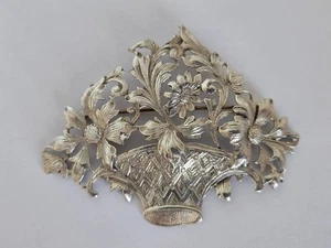 Broche prendedor vintage raro Guglielmo Cini flores de plata esterlina en cesta 2 5/8" - Imagen 1 de 9