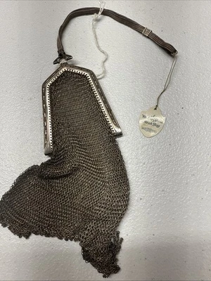 Whiting & Davis Co  Small Mini Mesh Bag Coin Purse Antique Sterling? Plated? - Image 1 of 4