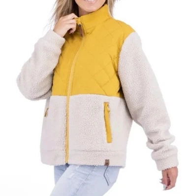 LIV Outdoor Women's Dahlia Berber Quilted Full Zip Yellow/Cream Jacket Small - Image 1 of 4