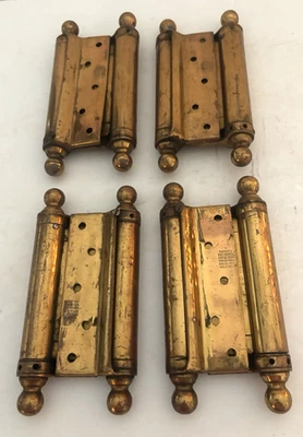 Lote de 4 bisagras de puerta de resorte de doble acción de latón antiguas - 6-1/2" x 3 "x 1-1/8" Foto 1 de 4