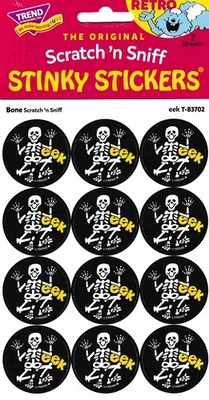 Trend Bone Scratch 'N Sniff EEK Retro Halloween Sticker T-83702 NEW - Image 1 of 2