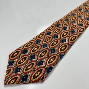 NWT Burberrys Of London Mens Hand Sewn Geometric Tie Red Black 100% Silk Necktie - Picture 1 of 7